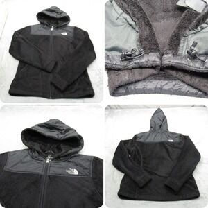 The‎ North Face Jacket Womens Medium Black Fuzzy Fleece Hooded Full Zip Hiking